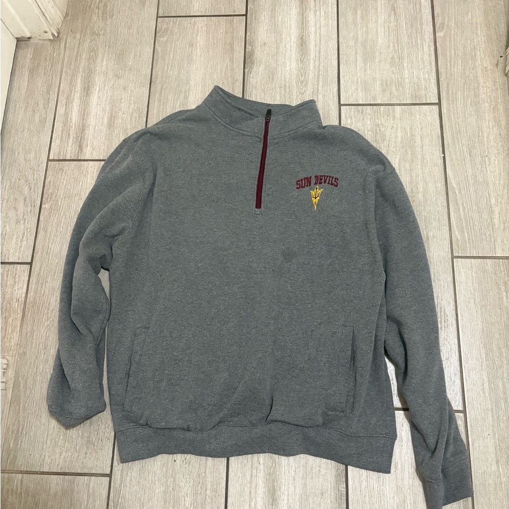 Men’s Grey Arizona State University quarter zip sweatshirt SIZE XL